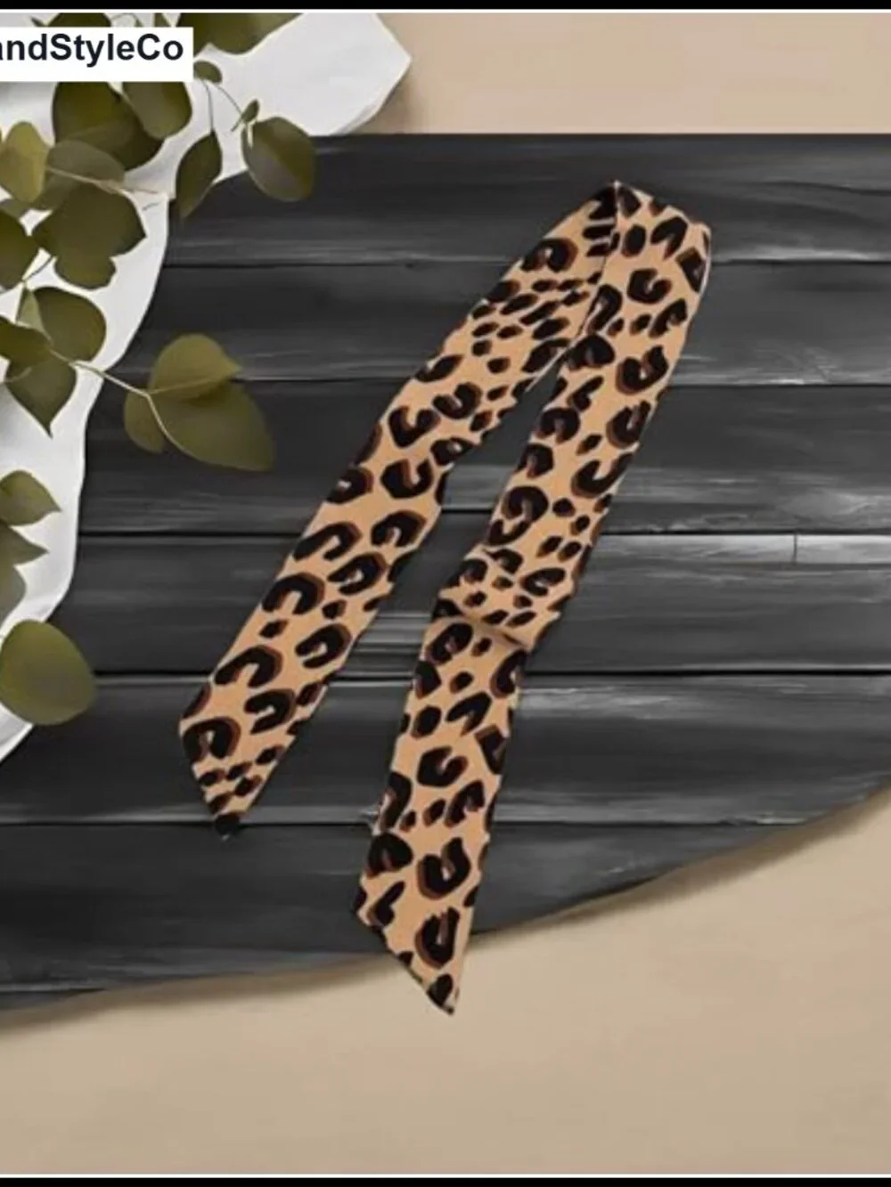 Silk Leopard Print Neck Scarf Hairband Purse Accessory Lightweight Chic